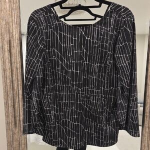 Halston Heritage Black and White Geometric Blouse